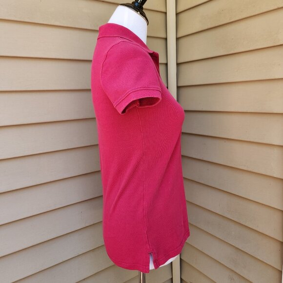 Beval Fuchsia Pink Polo Shirt Basic Top 100% Cotton Short Sleeves Solid - Picture 9 of 12